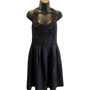 Formal Wear: Black Tonal Animal Jacquard  Short Evening l Cocktail Dress